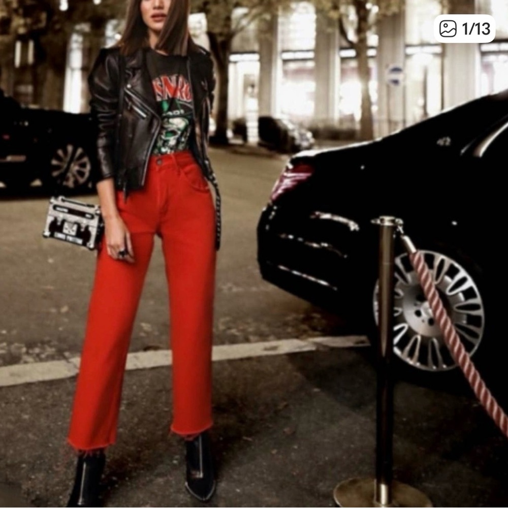 GRLFRND Women Jeans High Rise Red